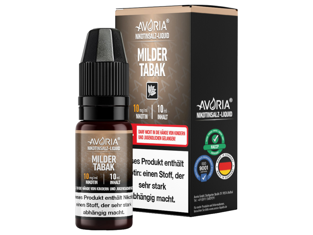 Avoria - Nikotinsalz Liquid - Milder Tabak