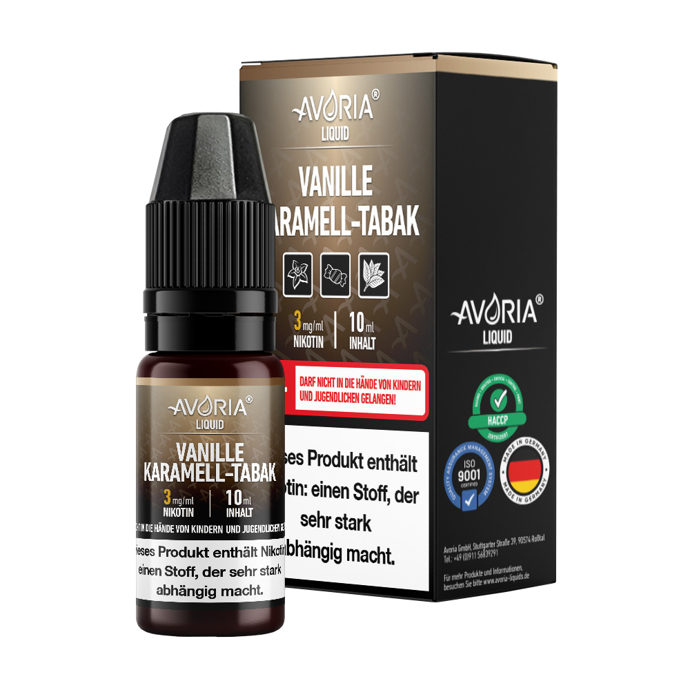 Avoria - Apfel E-Zigaretten Liquid - Vanille-Karamell-Tabak